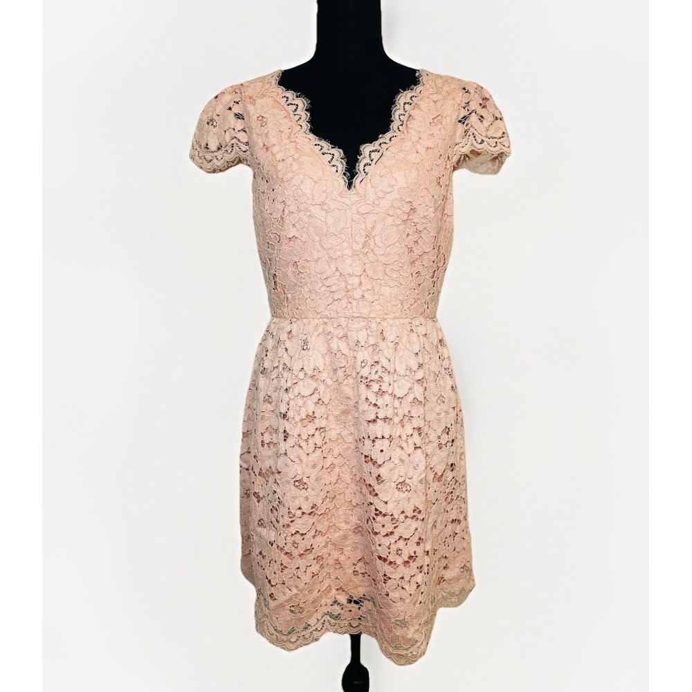 Erin Fetherston Alicia Lace‎ Dress Pink Size 10 Peach Cap Sleeve Dainty Sexy